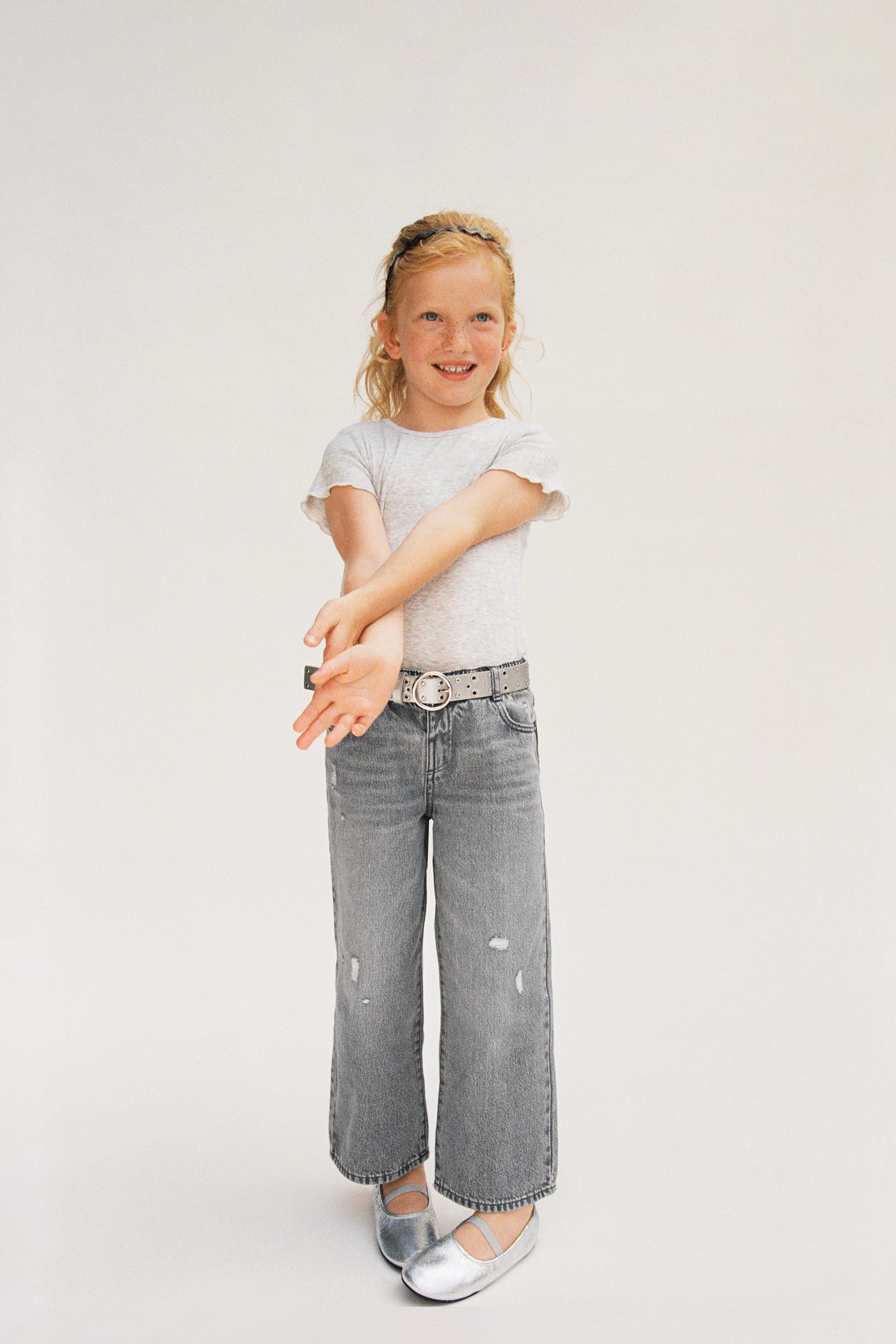 STAR AND HEART WIDE LEG JEANS — Gray