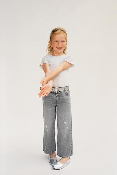 WIDE-LEG-JEANS MIT HERZ- UND STERNENMOTIV - Grau von Zara