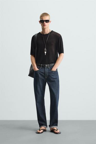 CAMISETA PUNTO CALADO - Negro de Zara - Imagen 0
