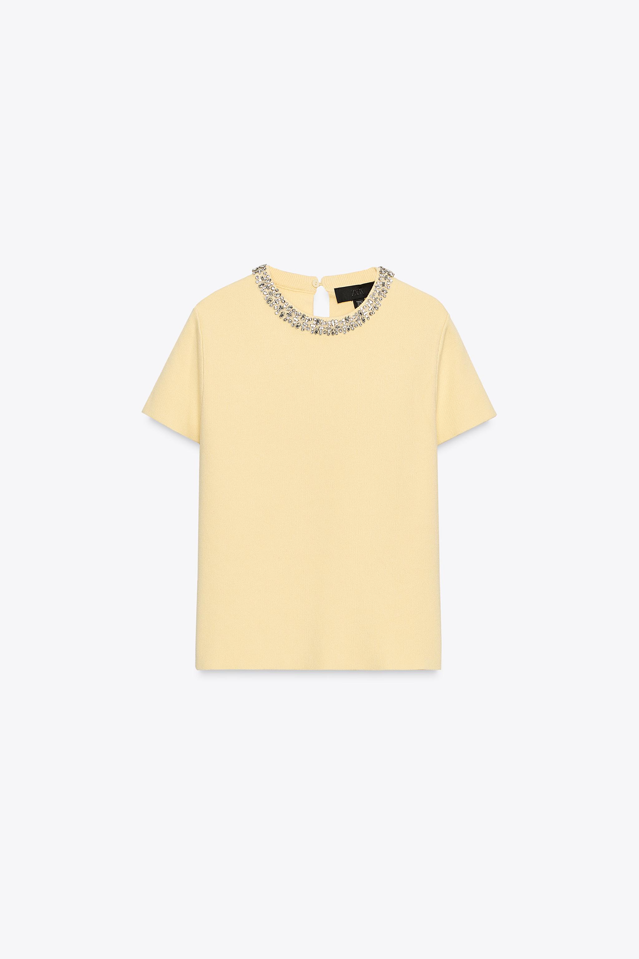 ジュエルニットトップス - ライトイエロー | ZARA Japan / 日本
