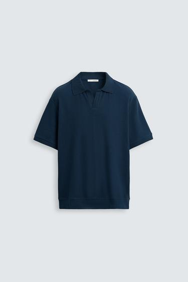 VERTICAL TEXTURED POLO SHIRT - Bluish by Zara