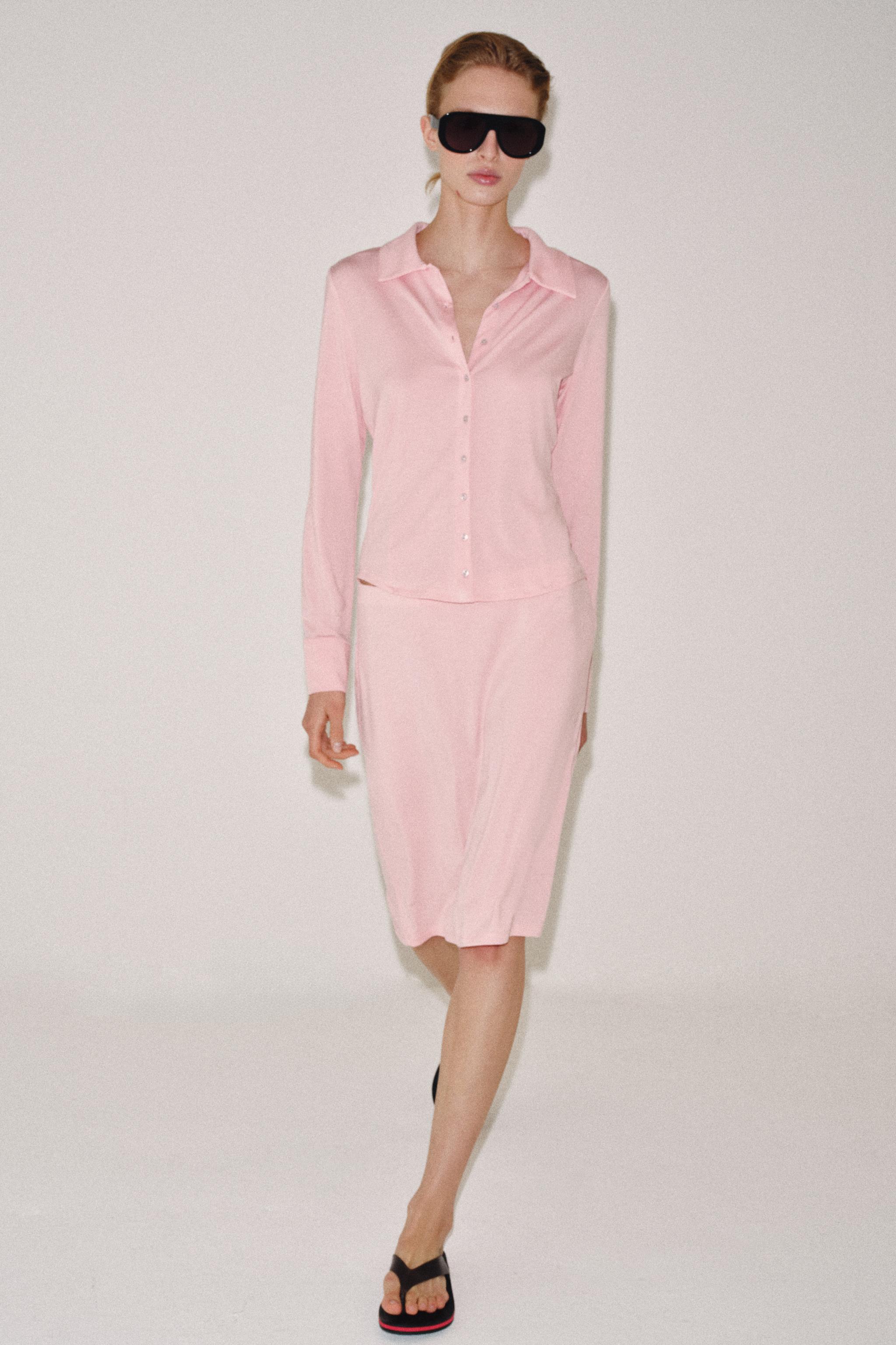 FLUID MIDI SKIRT — Pink