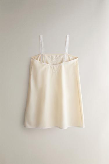 CHEMISE DE NUIT COTON BRODERIE DENTELLE - Jaune de Zara - Image 3
