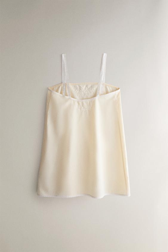 CHEMISE DE NUIT COTON BRODERIE DENTELLE - Jaune de Zara - Image 3