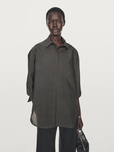 Chemisier oversize en coton mélangé - Gris anthracite de Zara