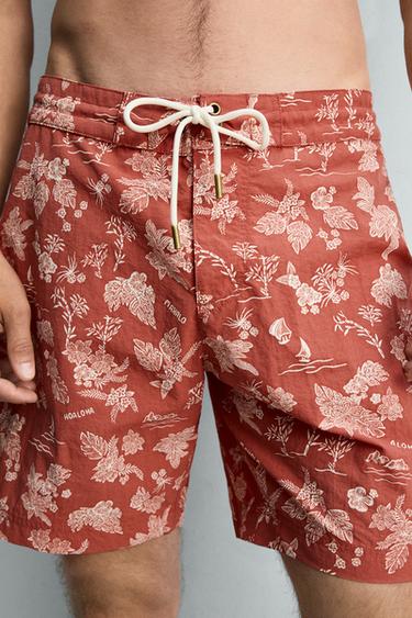 MAILLOT DE BAIN LONG À IMPRIMÉ FLORAL - Rouge clair de Zara - Image 5