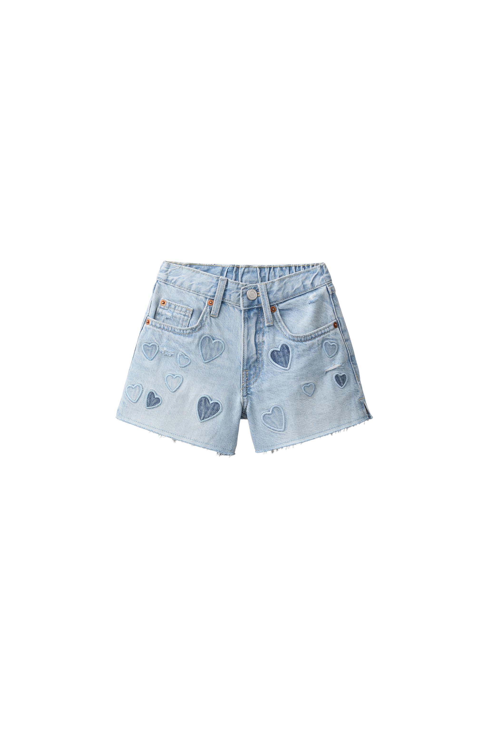 HEART PATCH DENIM SHORTS - Light blue | ZARA United States