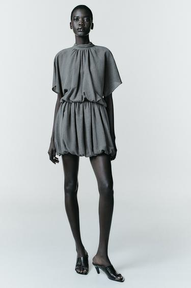 Zara SHORT VOLUMINOUS DRESS - Gray marl