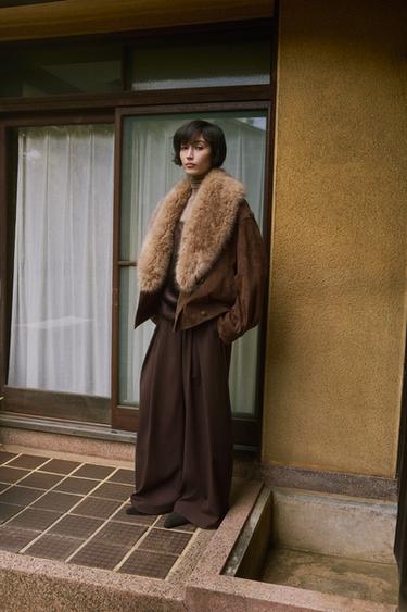 リアルスエードジャケットカーキZaraのリアルスエードジャケット - カーキ