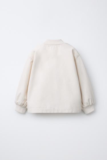 EMBROIDERED BOMBER JACKET - Ecru by Zara - Image 1