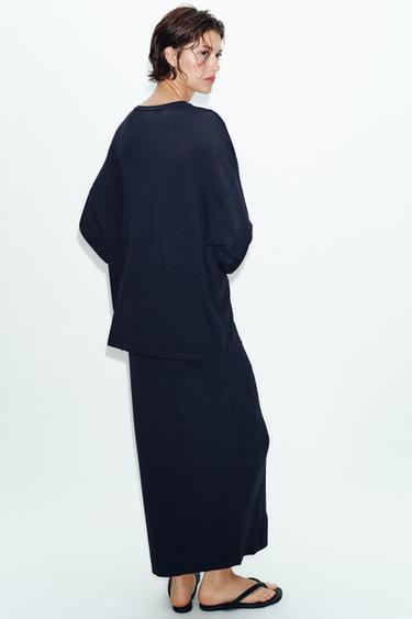 PULL OVERSIZE EN MAILLE FINE - Bleu marine de Zara - Image 3