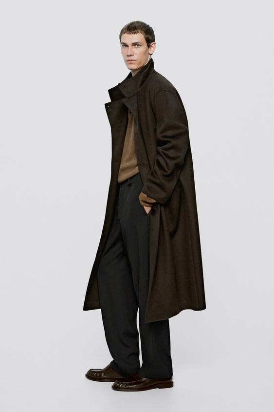 Zara Long wool coat with pockets - LIMITED EDITION - Dark brown - Image 0