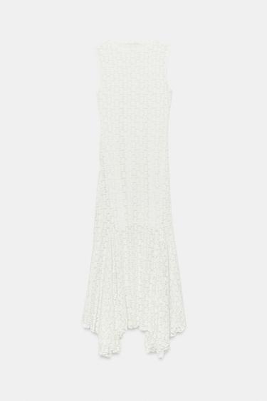 ROBE LONGUE EN DENTELLE - Blanc cassé de Zara - Image 4