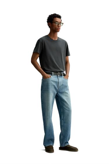 Zara WASHED SLIM FIT T-SHIRT - Black / Brown - Image 0