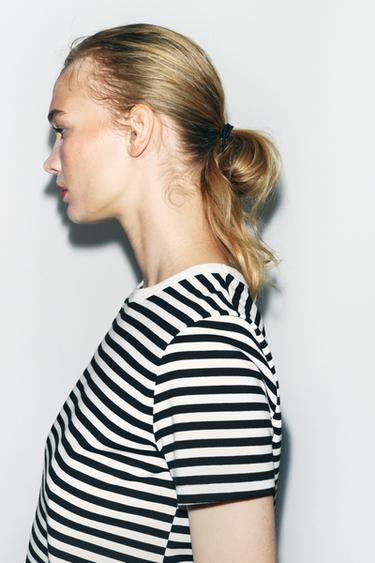 SHORT SLEEVE INTERLOCK T-SHIRT - striped by Zara - Image 2