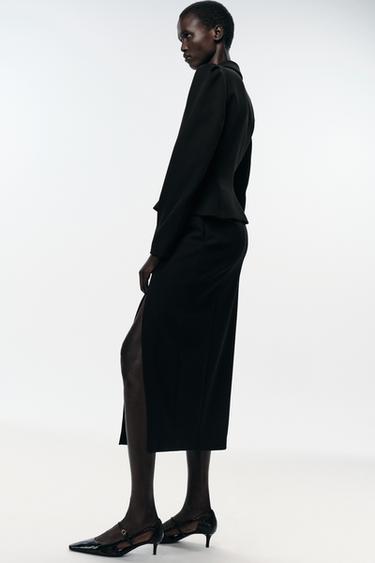 MIDI PENCIL SKIRT WITH VENT - Black by Zara - Image 2