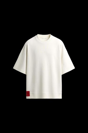 Zara INTERLOCK TECHNICAL LABEL SWEATSHIRT - Oyster-white