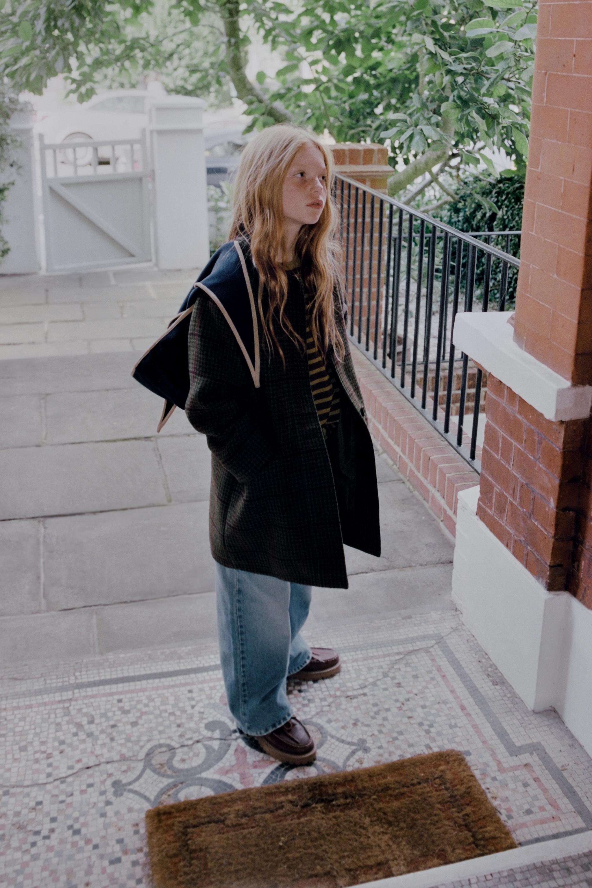 チェック柄ウールコート - ダークブラウン | ZARA Japan / 日本