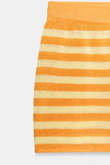 STRIPED KNIT SHORTS - Orange / Yellow by Zara - Image 7
