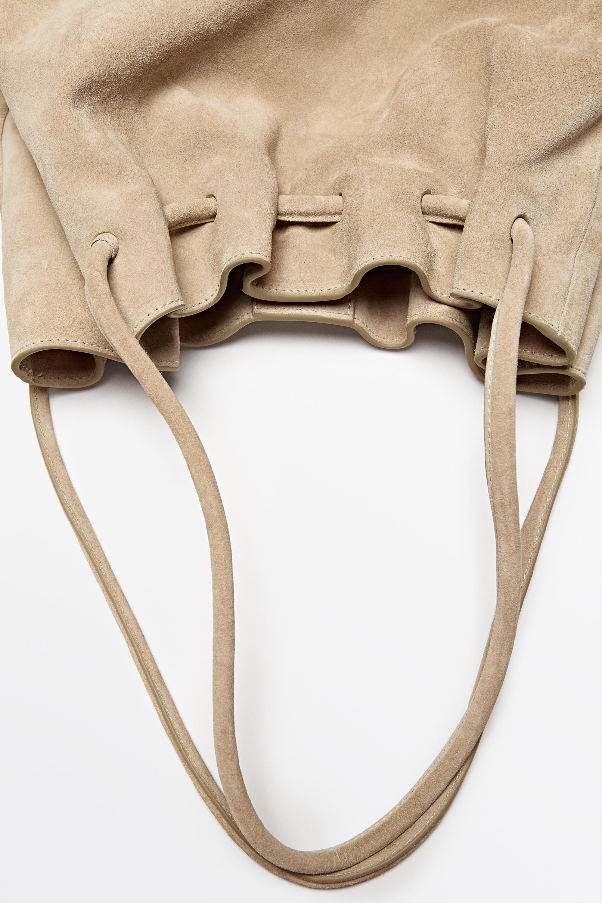 Ruched split suede leather bag