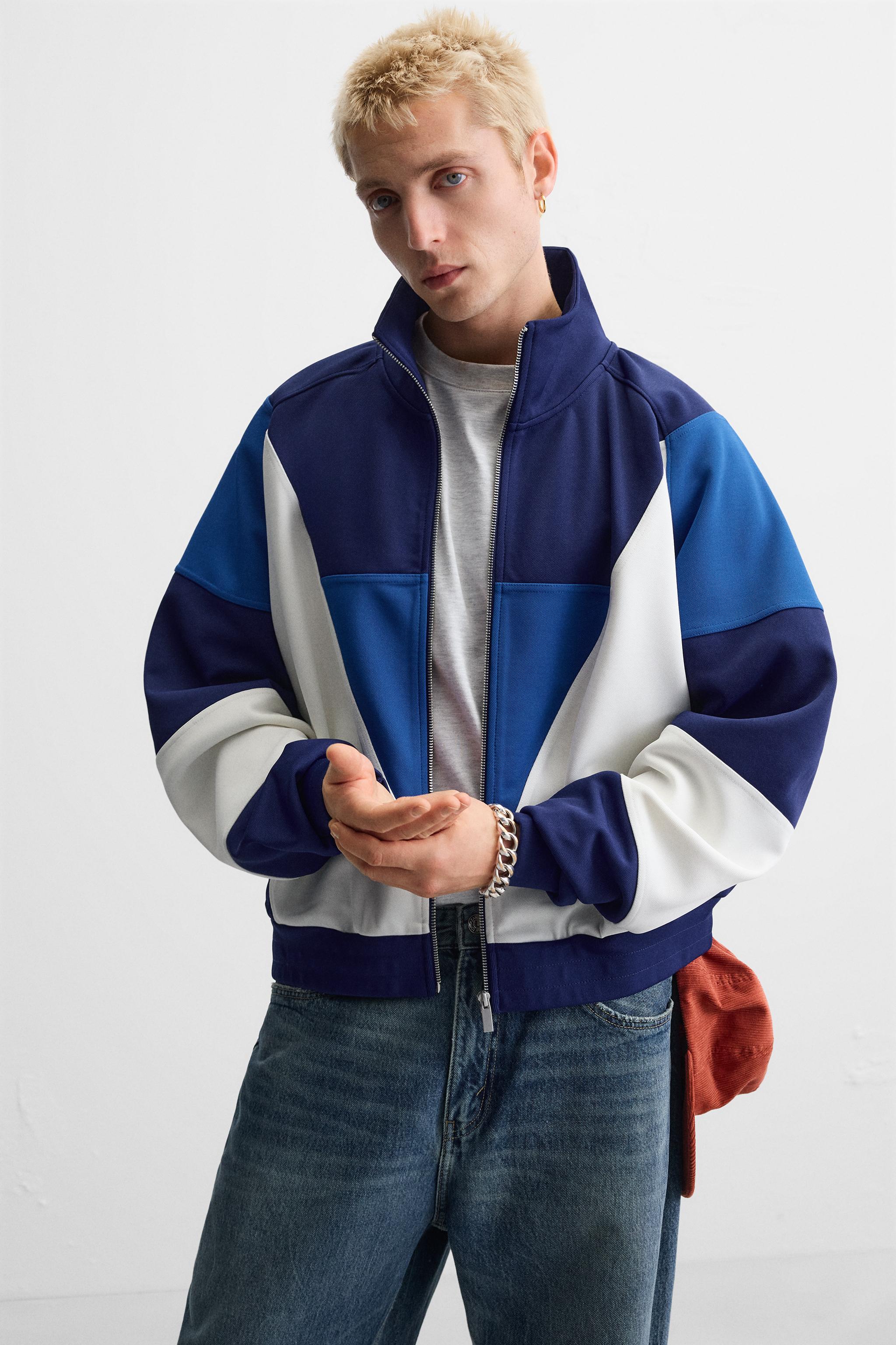 レトロ フットボール ジャケット - ブルー | ZARA Japan / 日本