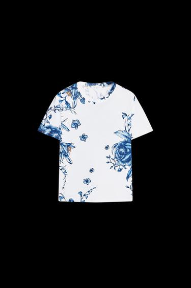 T-SHIRT MIT PRINT - Weiß / Blau von Zara - Bild 0