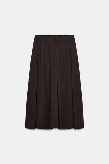 Zara ASYMMETRIC MIDI SKIRT - Brown