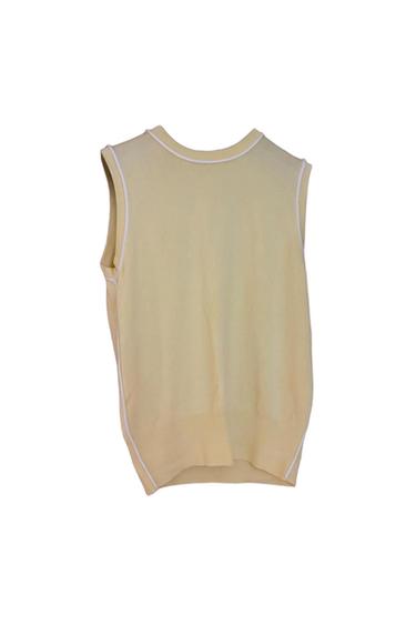 YELLOW KNIT VEST TOP WITH WHITE OUTLINE