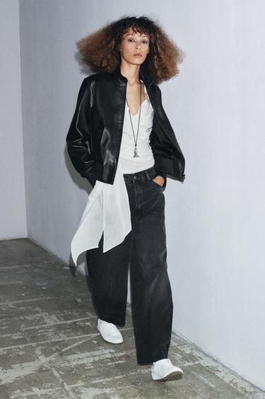 Zara ZW COLLECTION HIGH-WAISTED TAPERED JEANS - Black - Image 0
