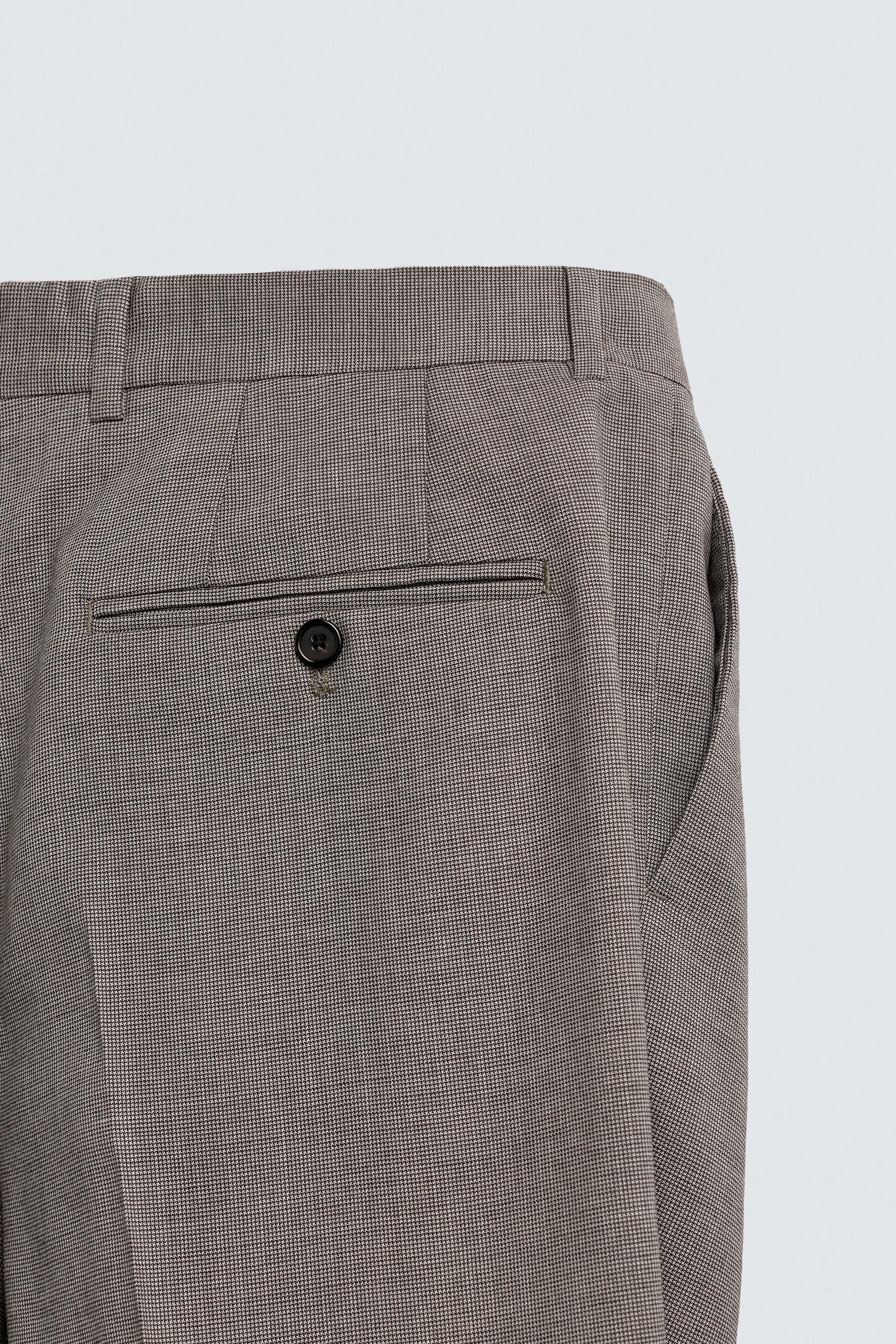 PLAID PLEATED SUIT PANTS