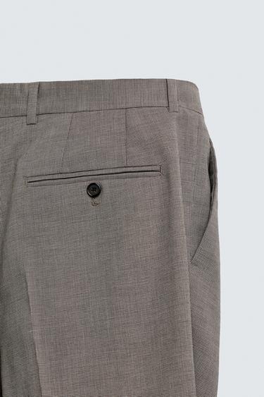 PANTALON DE COSTUME À PLIS ET CARREAUX - Beige de Zara - Image 7