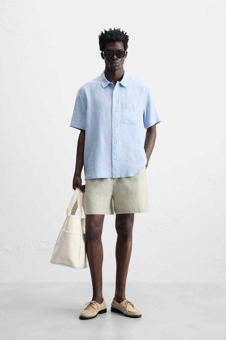リネン100%シャツ - 空色 | ZARA Japan / 日本