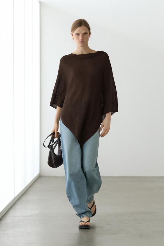 Asymmetric cotton cape from Zara - $130
