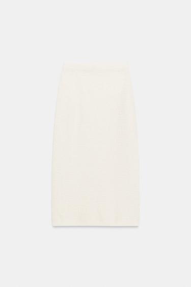 STRUCTURED KNIT PENCIL SKIRT - Ecru by Zara - Image 4