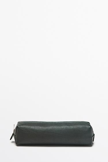 Nappa leather zip pouch — Bottle green 1
