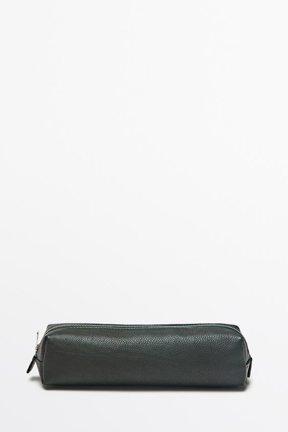 Zara Nappa leather zip pouch - Bottle green - Image 0