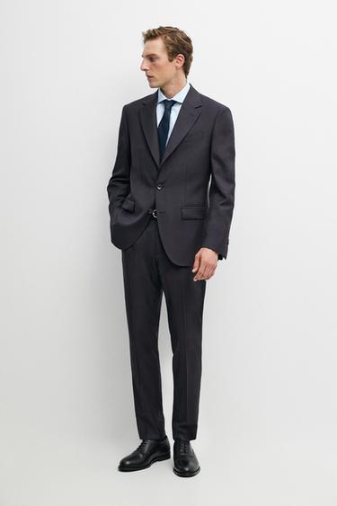 Zara Cold wool suit trousers - Navy blue - Image 0