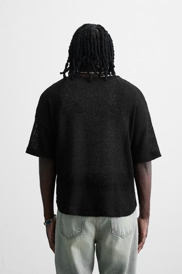 KNIT LACE T-SHIRT - Black by Zara - Image 2