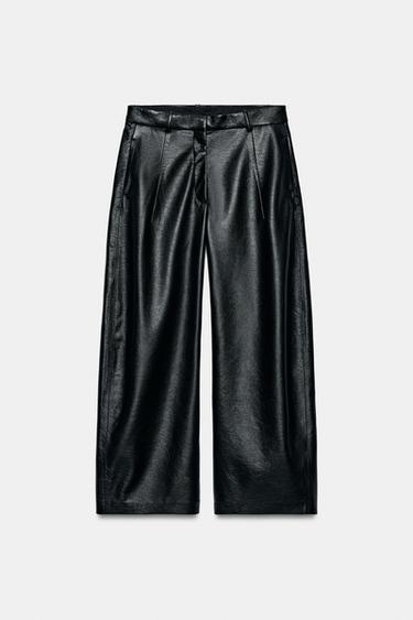 ZW COLLECTION FAUX LEATHER TROUSERS - Black by Zara - Image 0