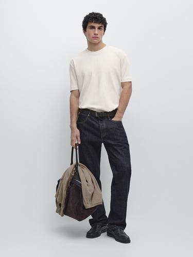 Zara 100% cotton medium weight T-shirt - Ecru