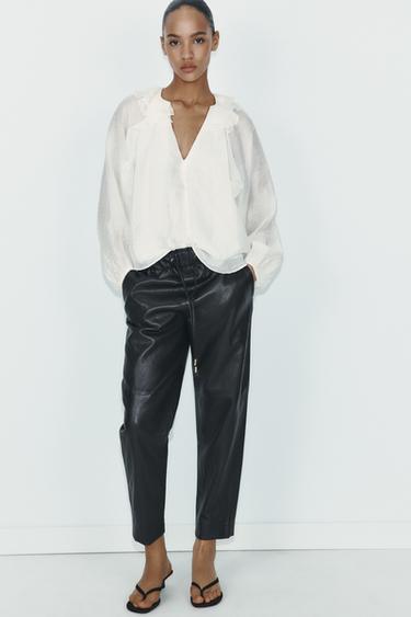 Zara RUFFLED SHIRT - White