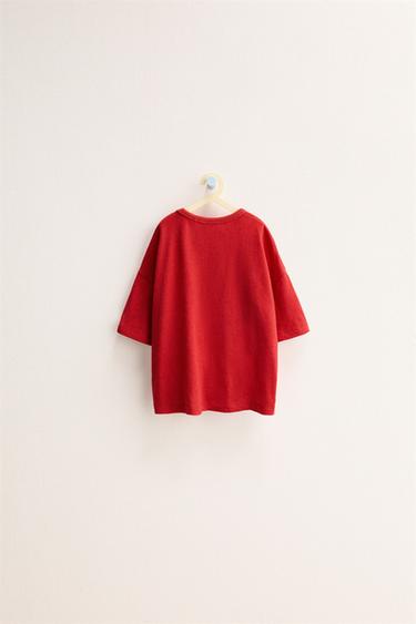 Zara ZARA TIMELESS - PLAIN COTTON LINEN T-SHIRT - Red