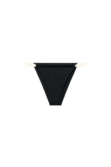 CONTRAST BANDEAU BIKINI BOTTOMS - Black by Zara