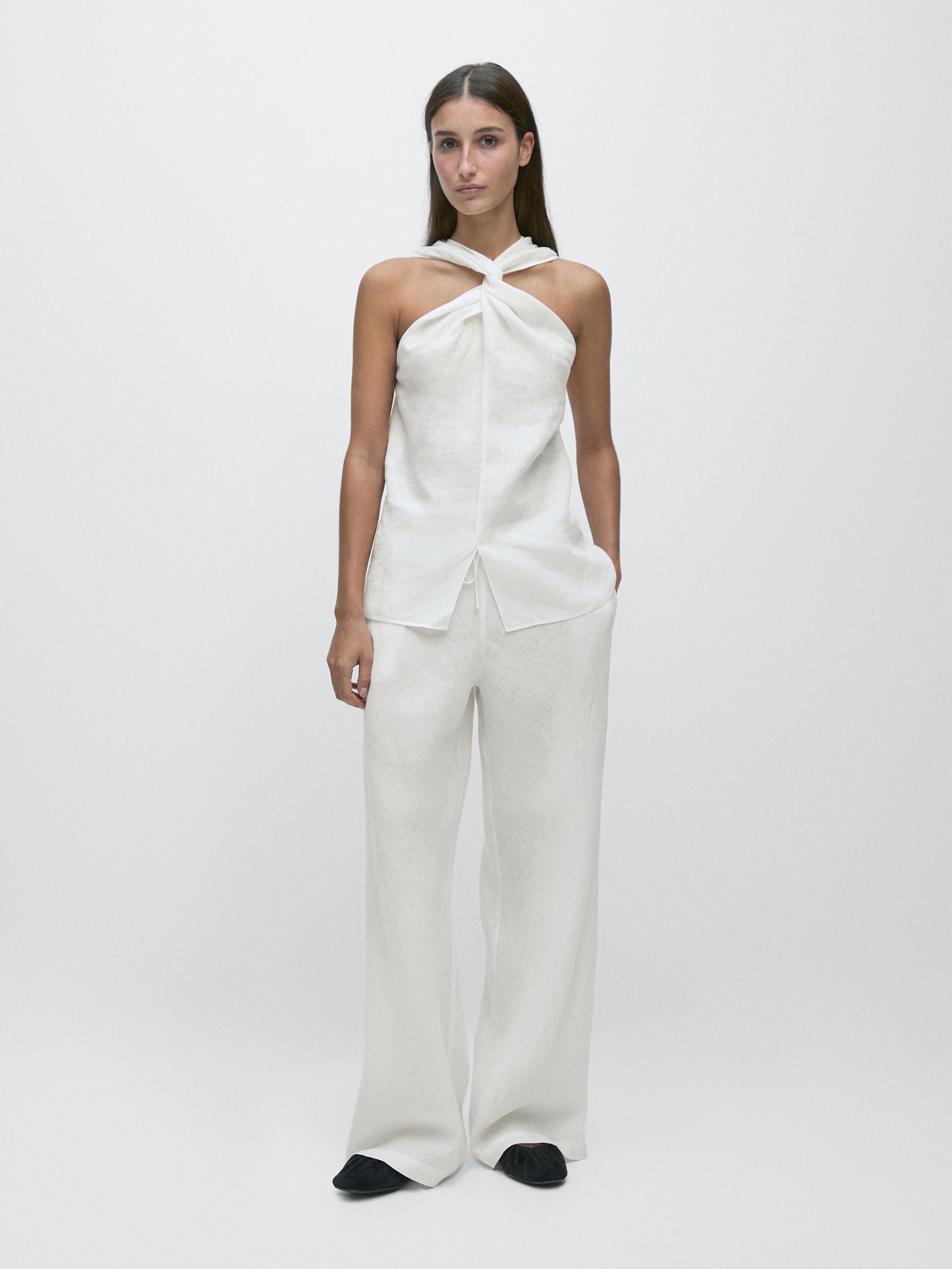 100% linen trousers with elasticated waistband