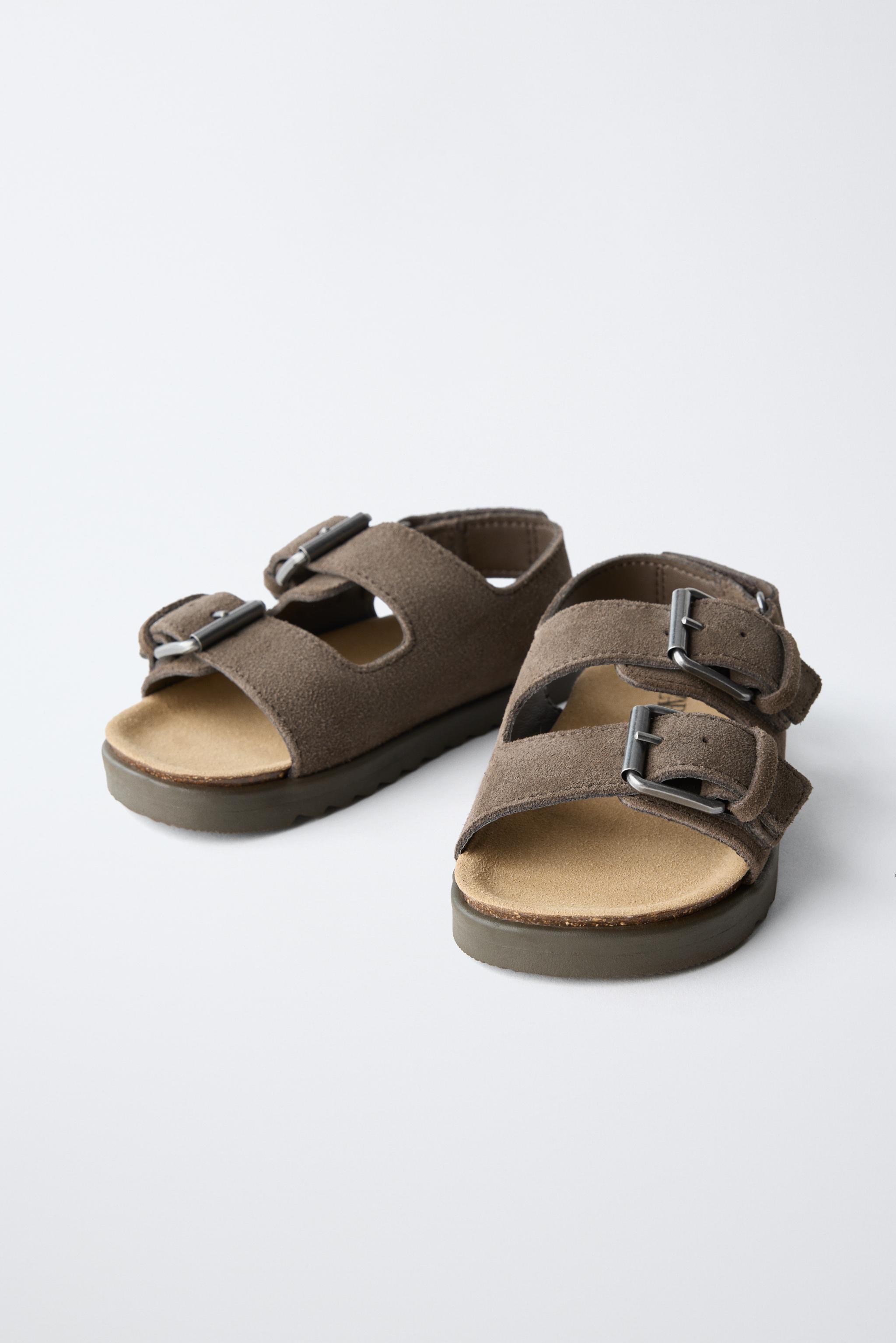 Детские сандалии Zara LEATHER BUCKLE SANDALS — фото 3