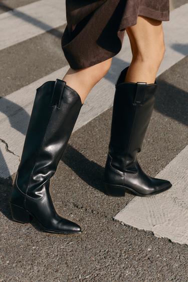 COWBOY KNEE-HIGH BOOTS - Black by Zara - Image 2