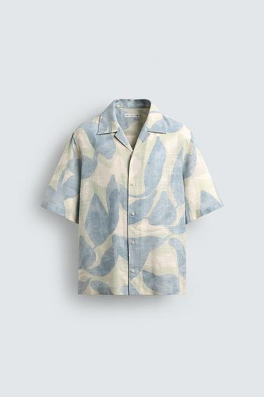ABSTRACT PRINT FLOWING SHIRT - Blues by Zara