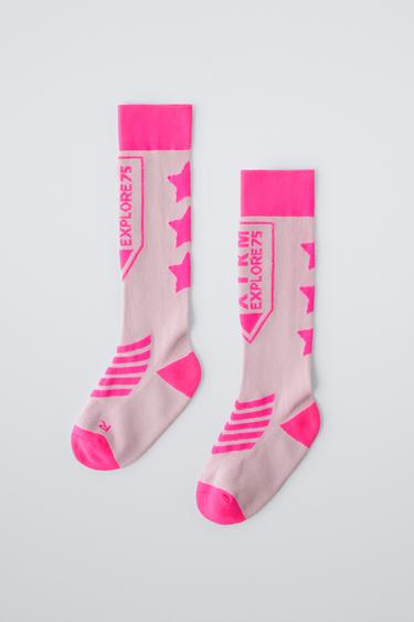 SKI COLLECTION COTTON KNEE-HIGH SOCKS - Neon pink by Zara - Image 2