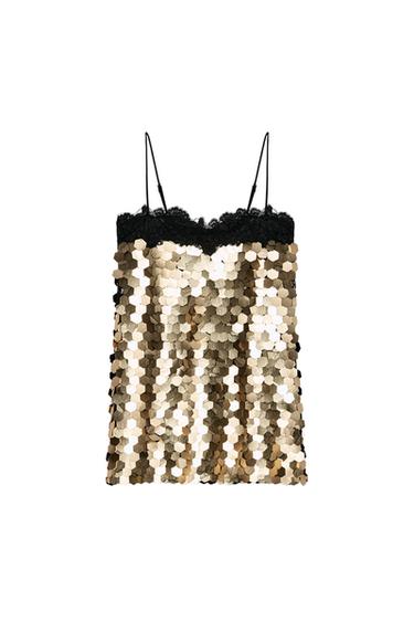 VESTITO CORTO PAILLETTES ZW COLLECTION - Dorato di Zara