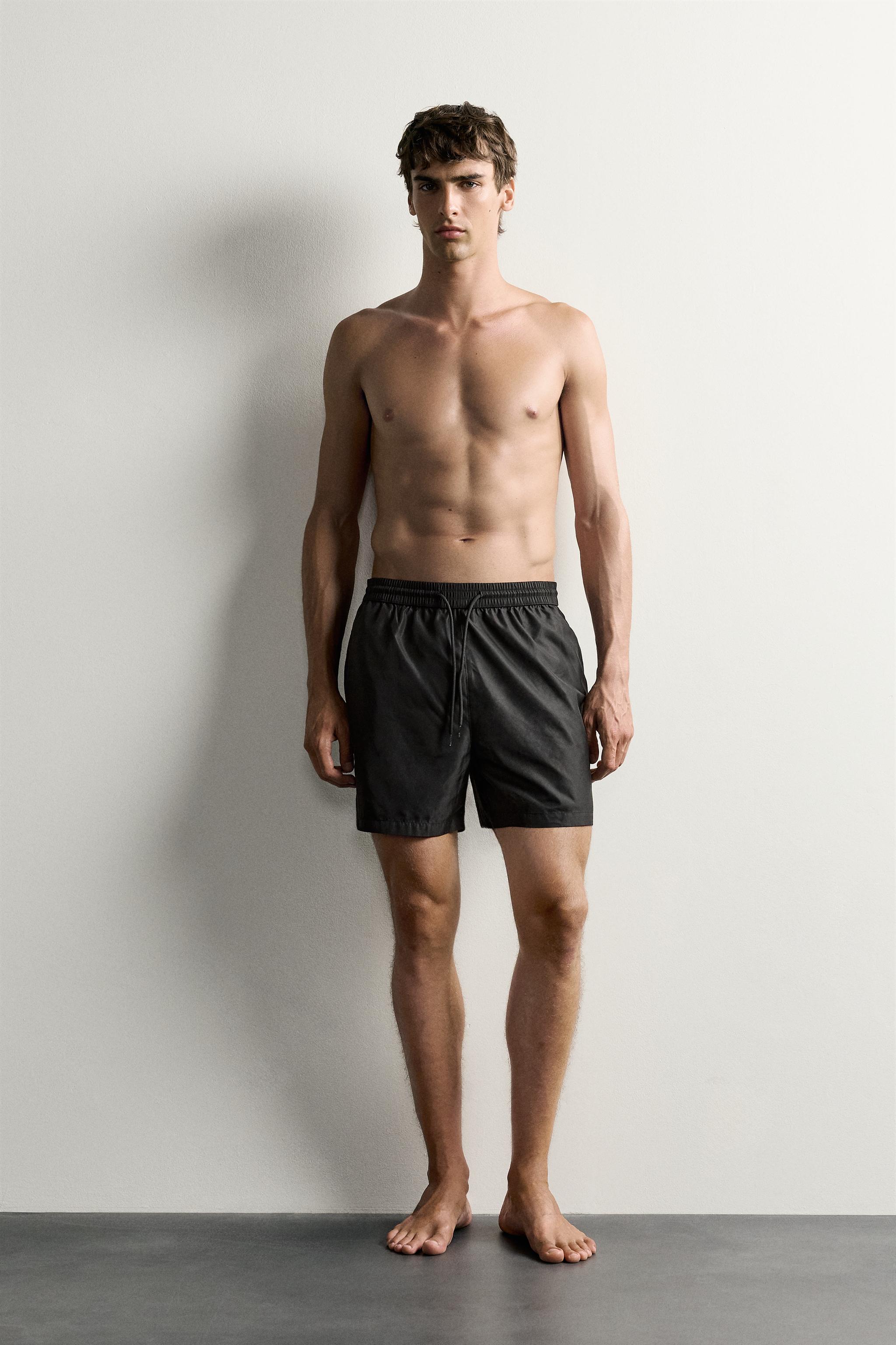 AARON LEVINE X ZARA MID-LENGTH SWIM SHORTS — Black